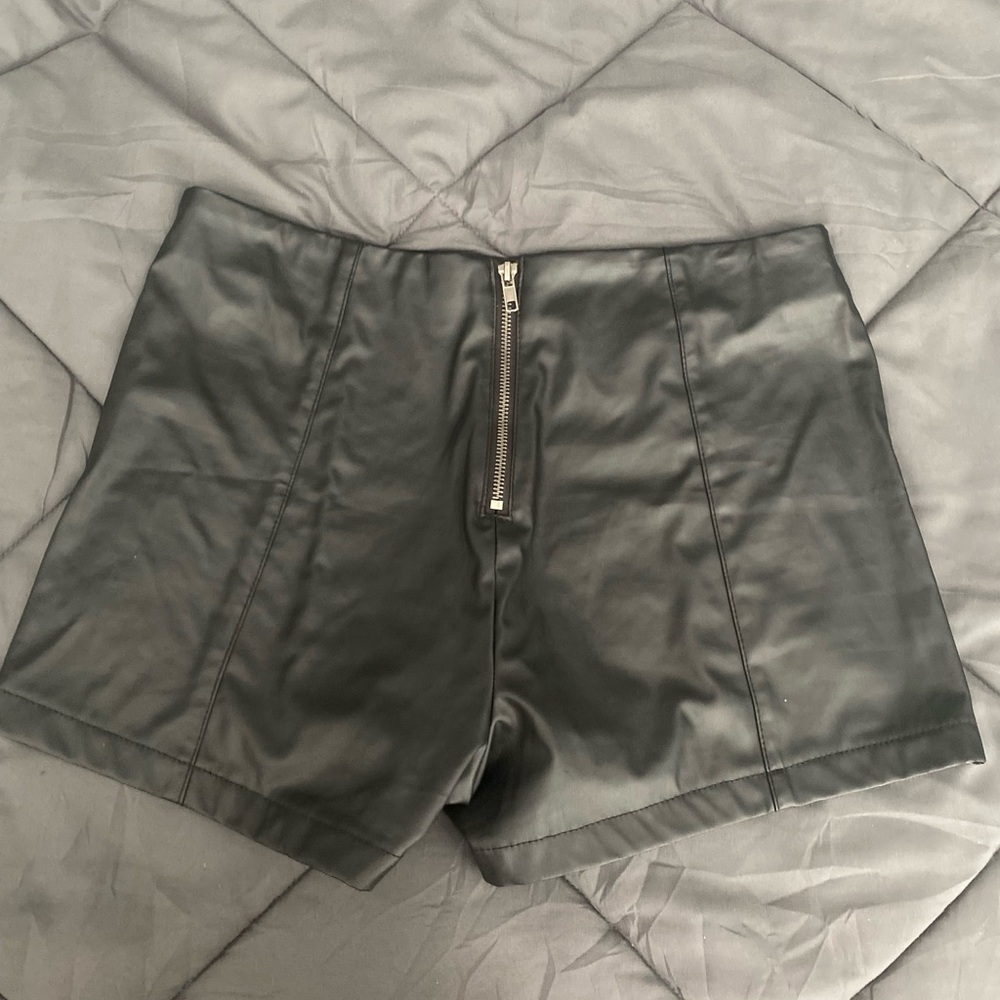 Black Pleather Women's Shorts